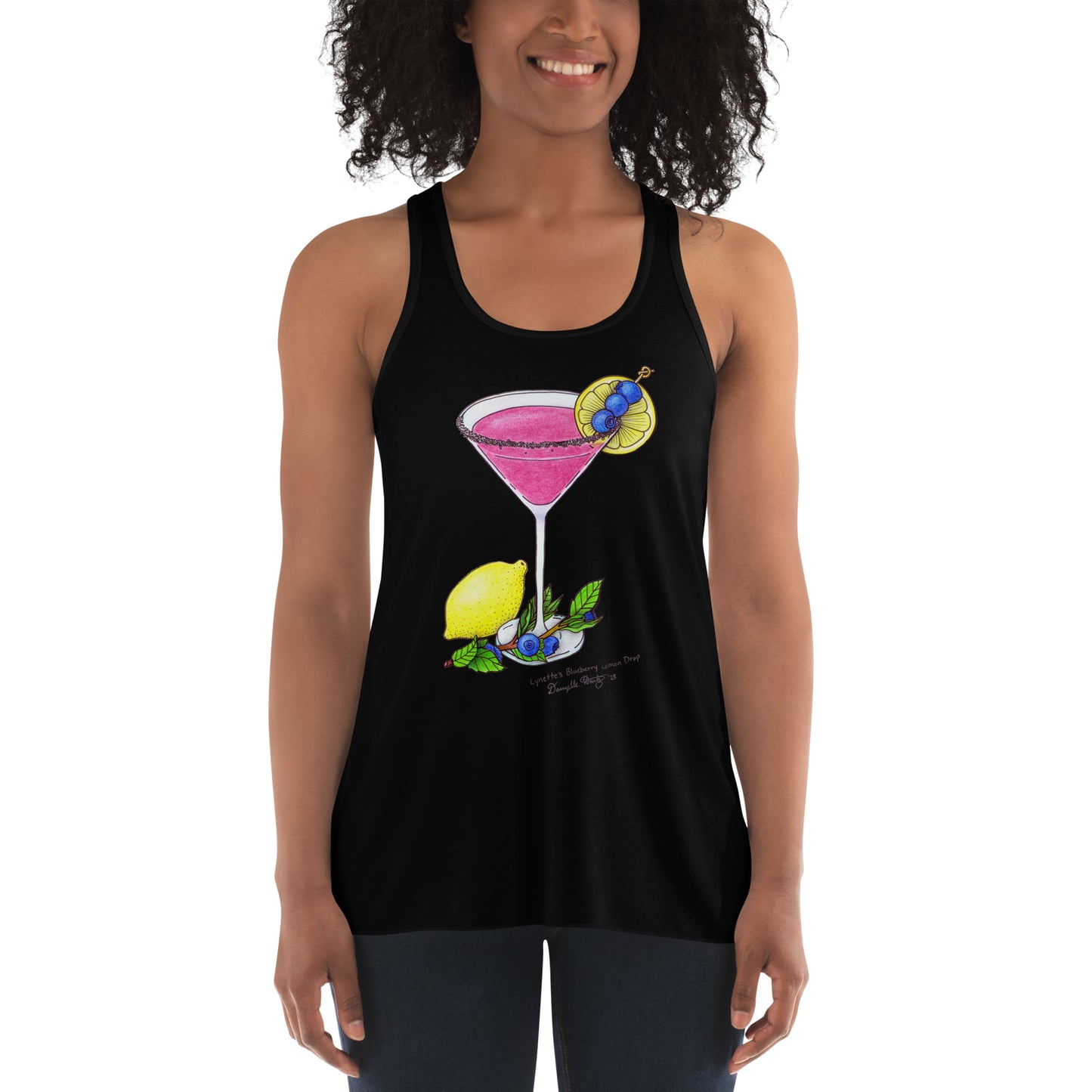 Women's Flowy Racerback Tank. Lynette's Blueberry Lemon Drop.