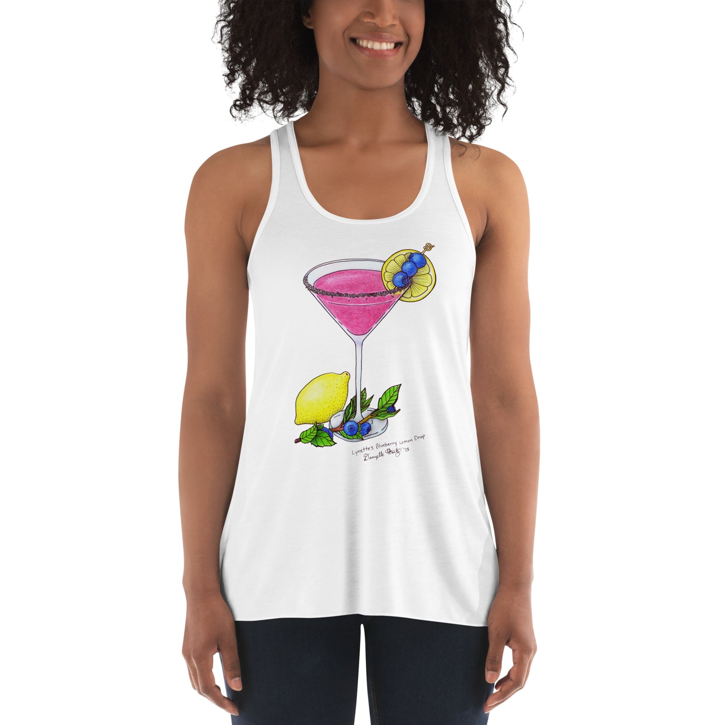 Women's Flowy Racerback Tank. Lynette's Blueberry Lemon Drop.