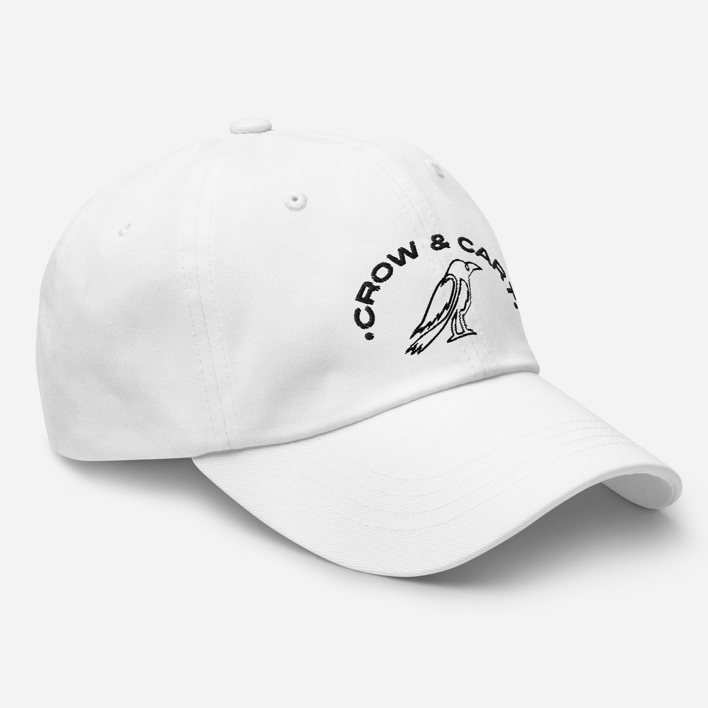 Crow & Cart Dad Hat. Black Stitching.