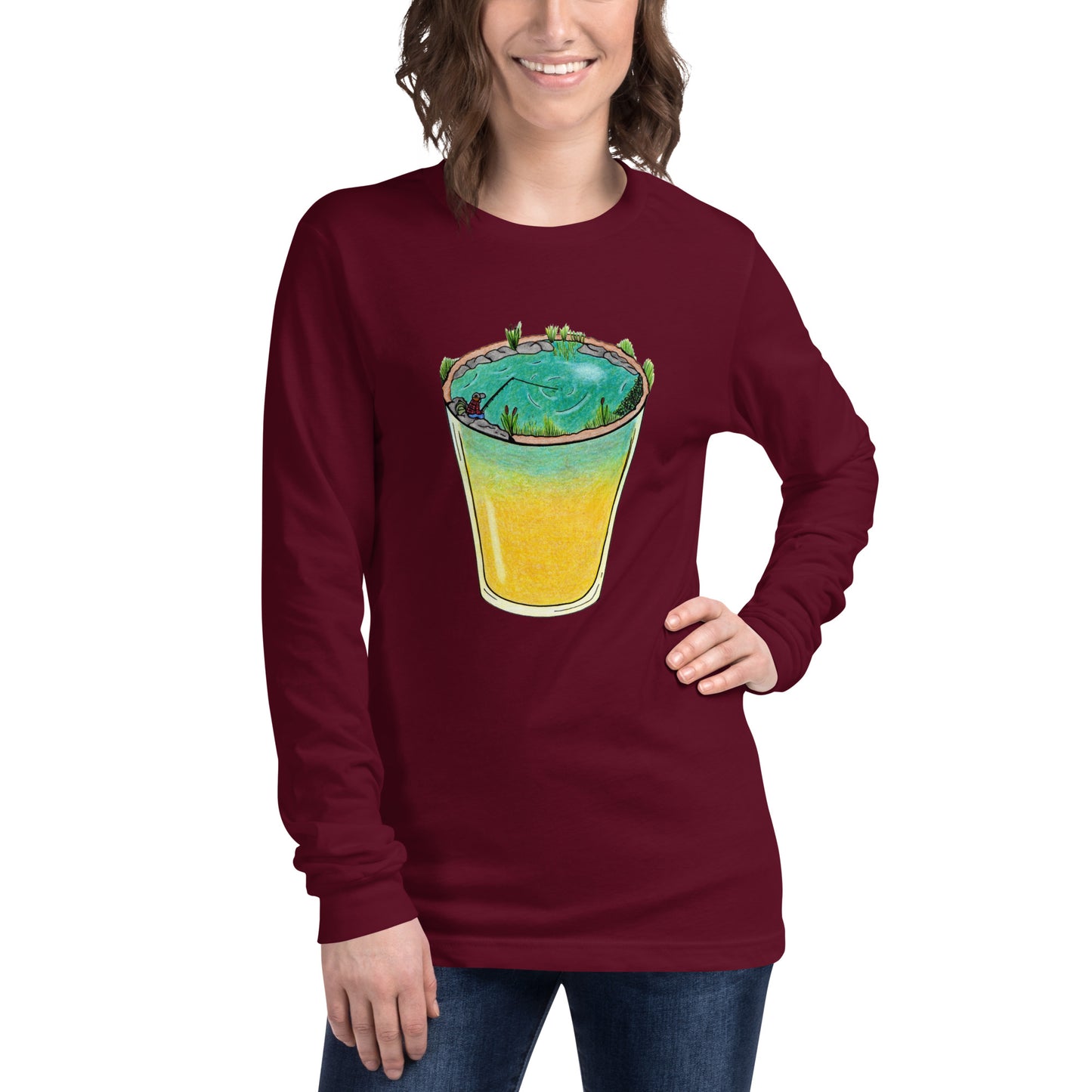 Unisex Long Sleeve Tee. Fishing on a Cold One.